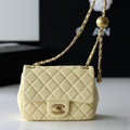 CHANEL FLAP BAG 17CM YELLOW LAMBSKIN GOLD HARDWARE