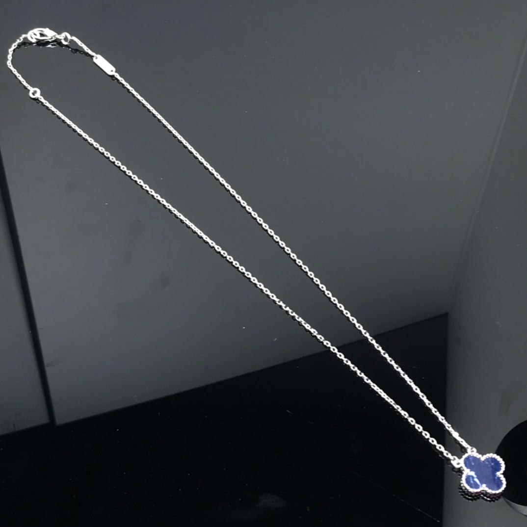 Van Cleef & Arpels CLOVER PIETERSITE SILVER LONG NECKLACE