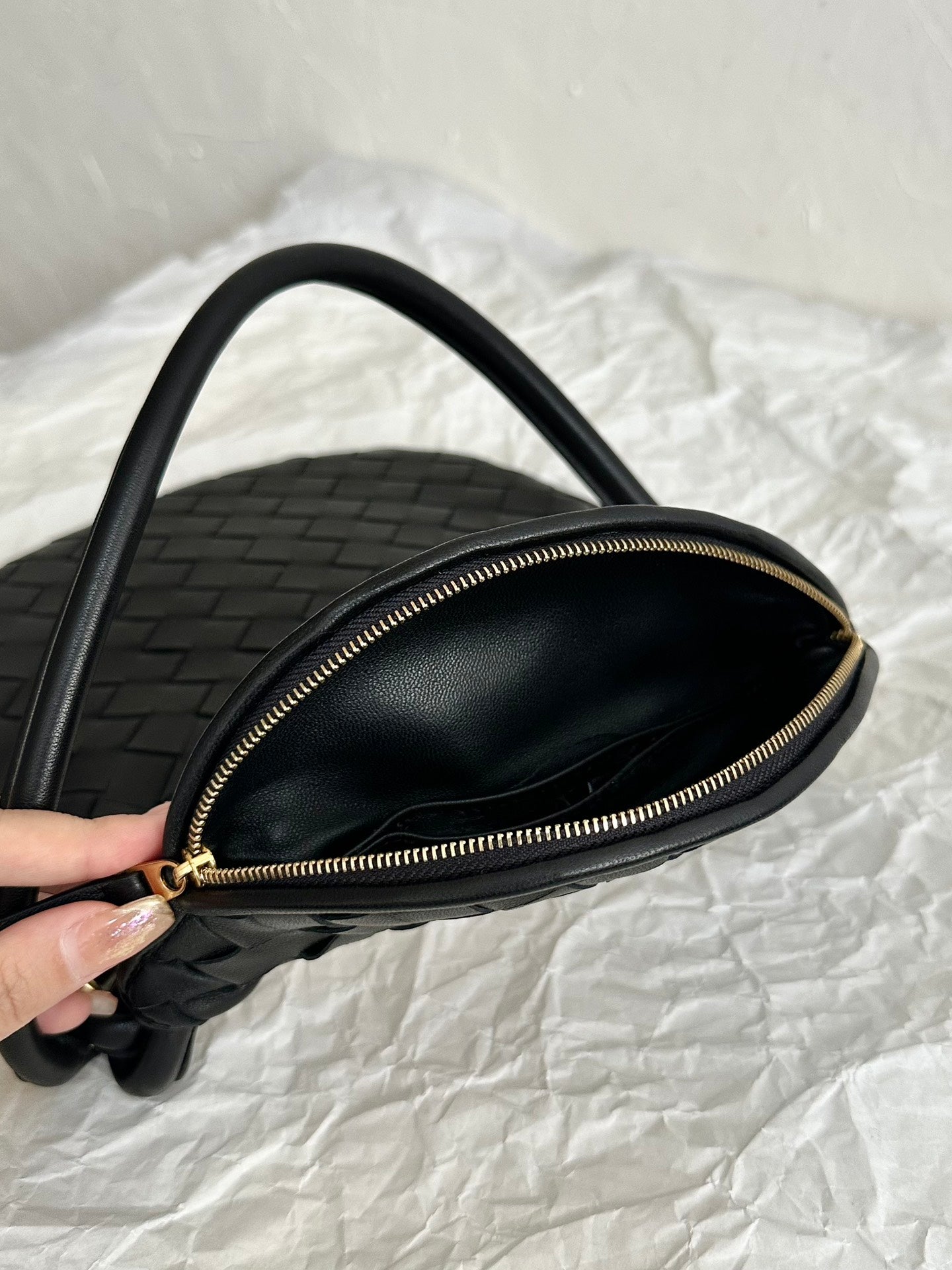 BOTTEGA VENETA BV MEDIUM GEMELLI 36CM BLACK LAMBSKIN LEATHER