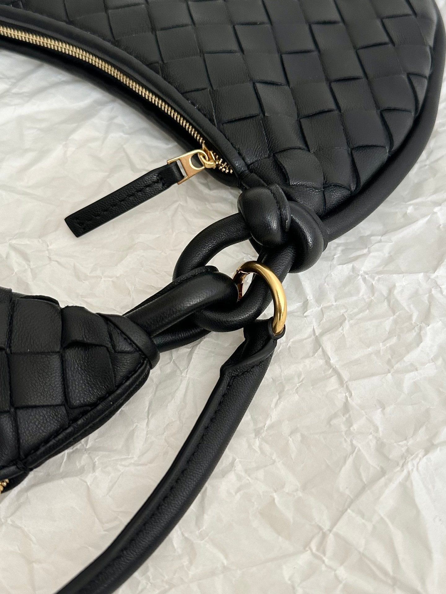 BOTTEGA VENETA BV MEDIUM GEMELLI 36CM BLACK LAMBSKIN LEATHER
