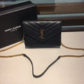 SAINT LAURENT AVIAR 19 CHAIN BAG IN BLACK CALFSKIN
