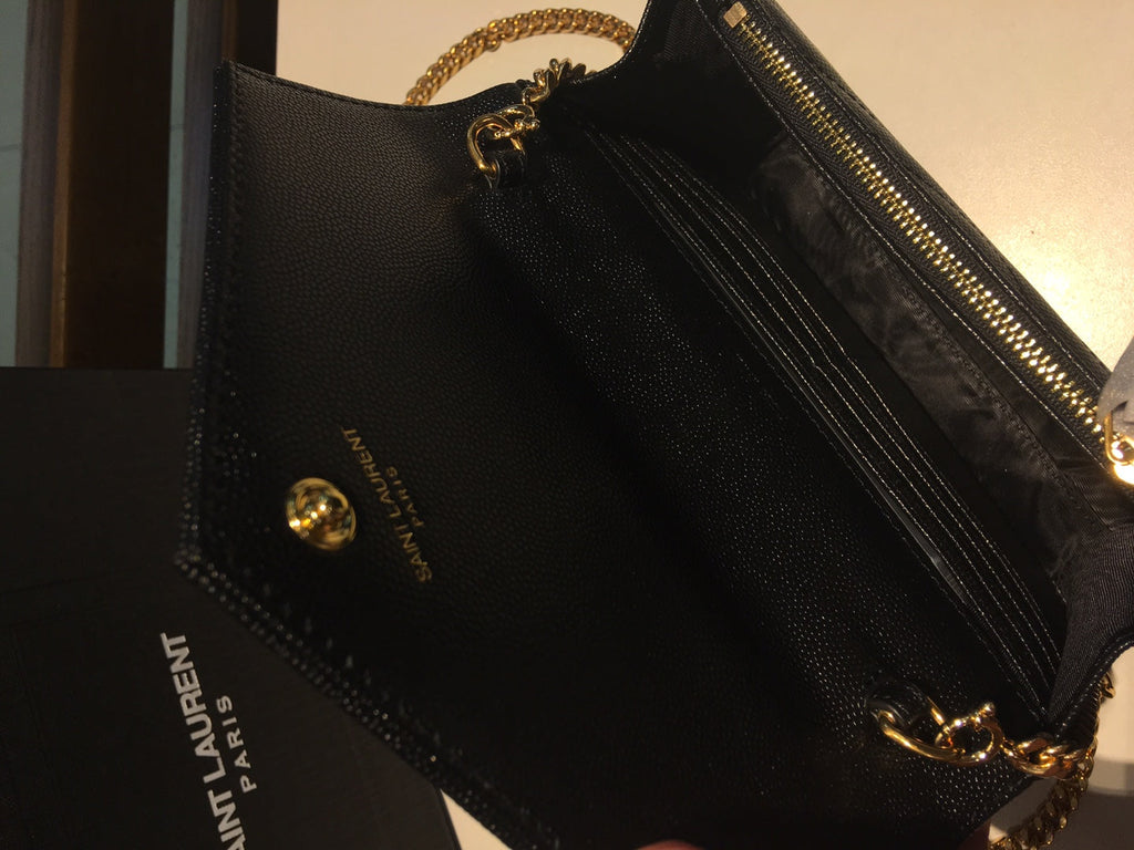 SAINT LAURENT AVIAR 19 CHAIN BAG IN BLACK CALFSKIN