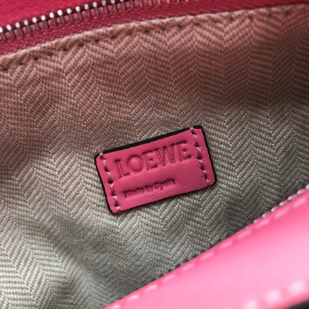 LOEWE LOE MINI 18 PUZZLE BAG IN DEEP PINK CALFSKIN