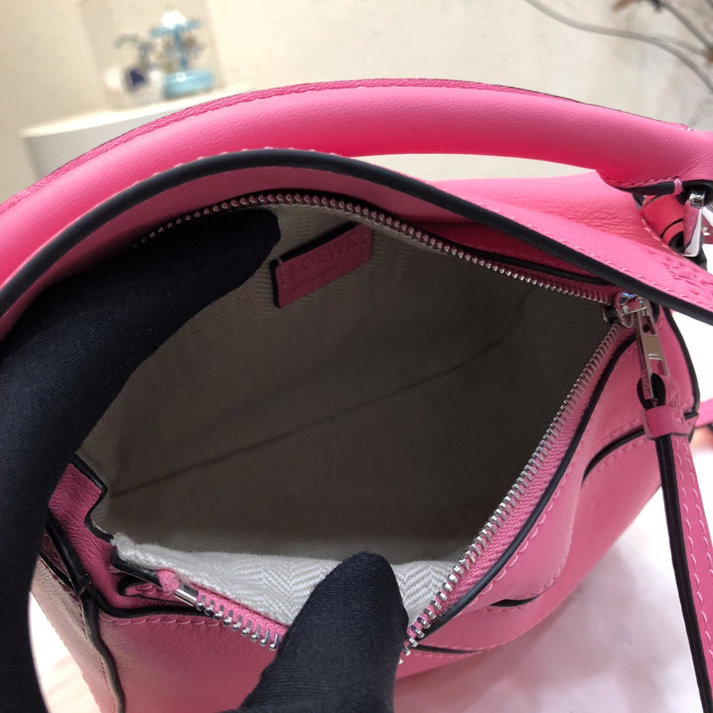 LOEWE LOE MINI 18 PUZZLE BAG IN DEEP PINK CALFSKIN