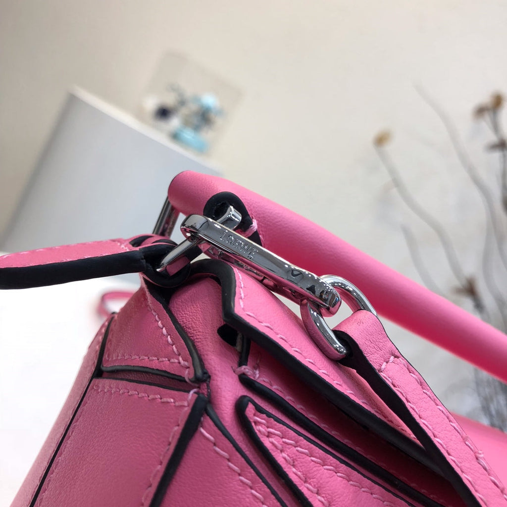 LOEWE LOE MINI 18 PUZZLE BAG IN DEEP PINK CALFSKIN