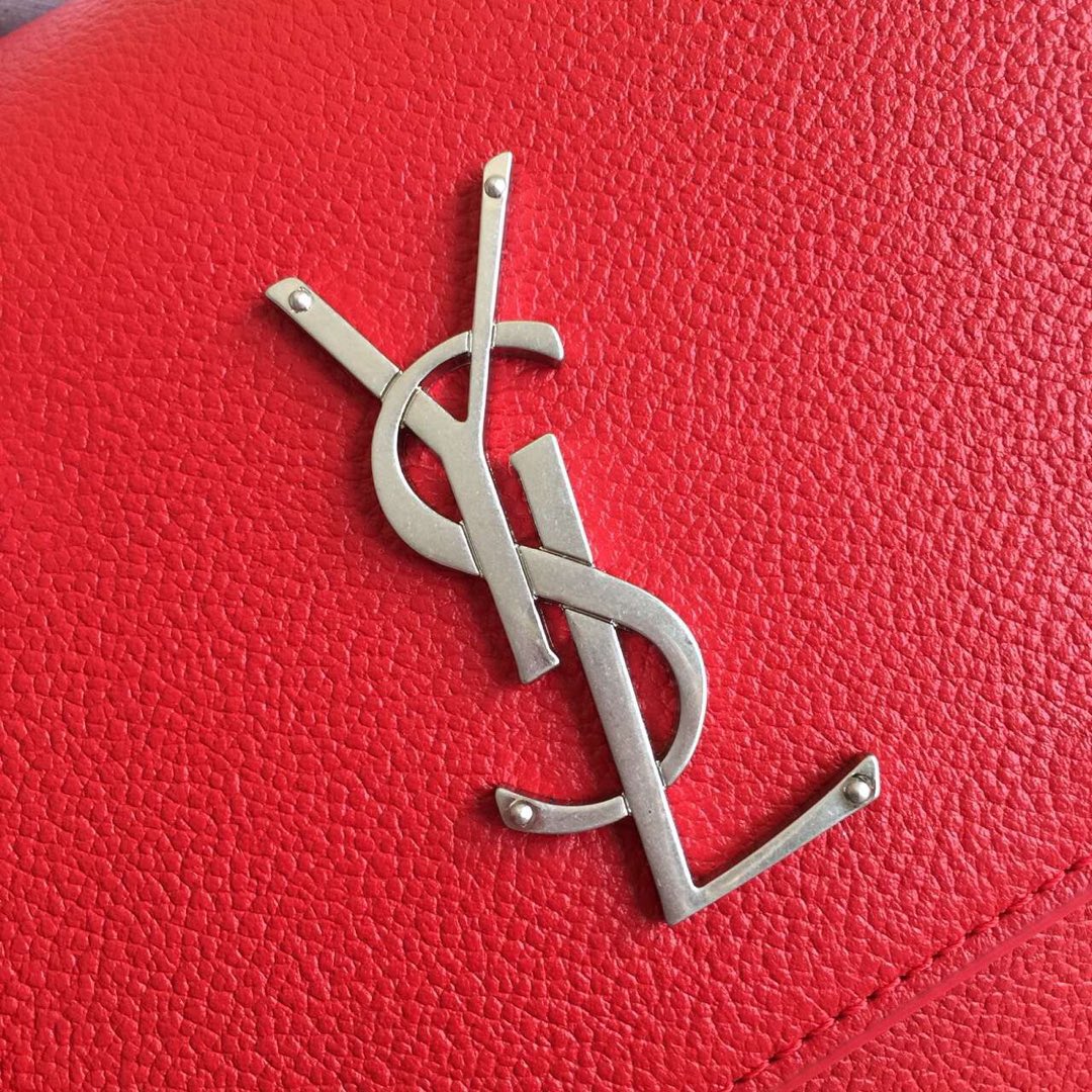 SAINT LAURENT SUNSET 22 HANDBAG IN CHERRY RED CALFSKIN