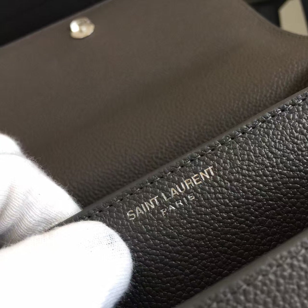 SAINT LAURENT SUNSET 22 HANDBAG IN BLACK CALFSKIN