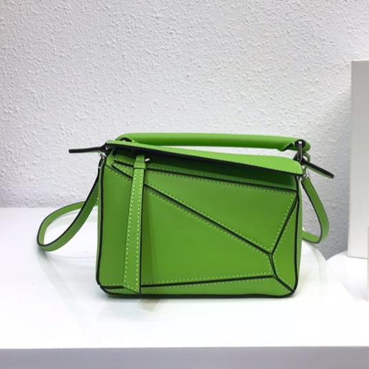 LOEWE LOE MINI 18 PUZZLE BAG IN EMERALD GREEN CALFSKIN