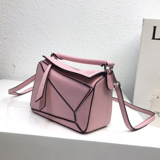 LOEWE LOE MINI 18 PUZZLE BAG IN BRIGHT PINK CALFSKIN