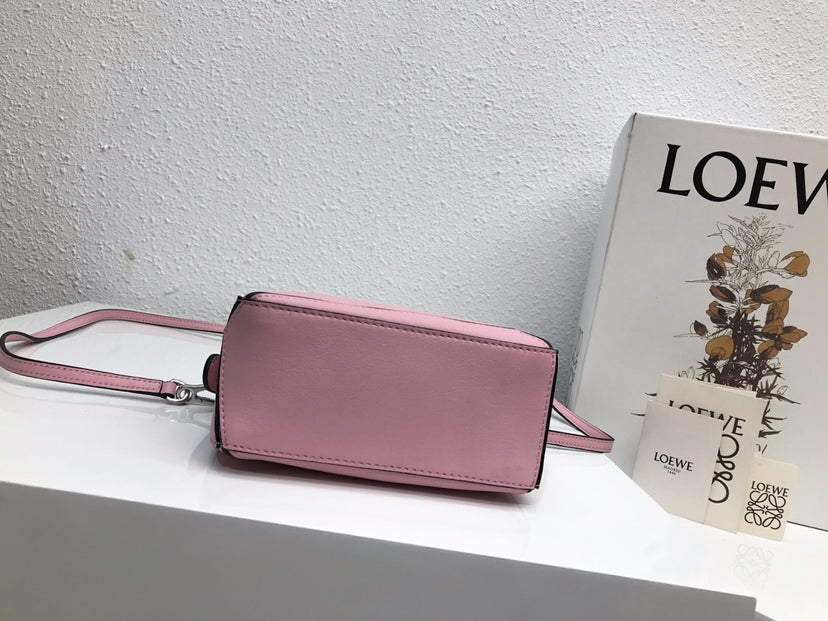 LOEWE LOE MINI 18 PUZZLE BAG IN BRIGHT PINK CALFSKIN