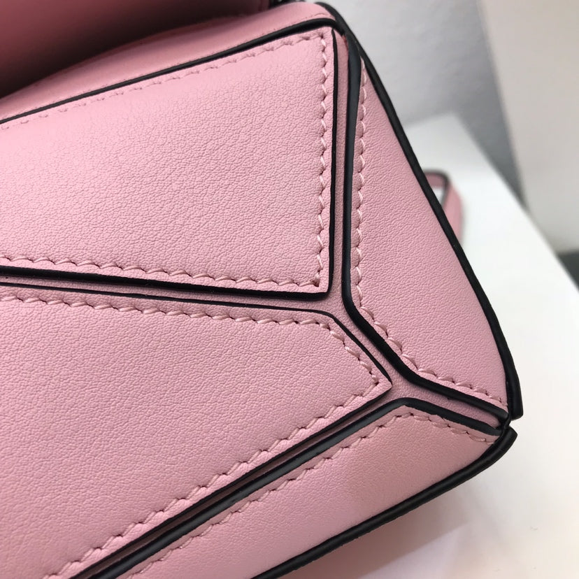 LOEWE LOE MINI 18 PUZZLE BAG IN BRIGHT PINK CALFSKIN