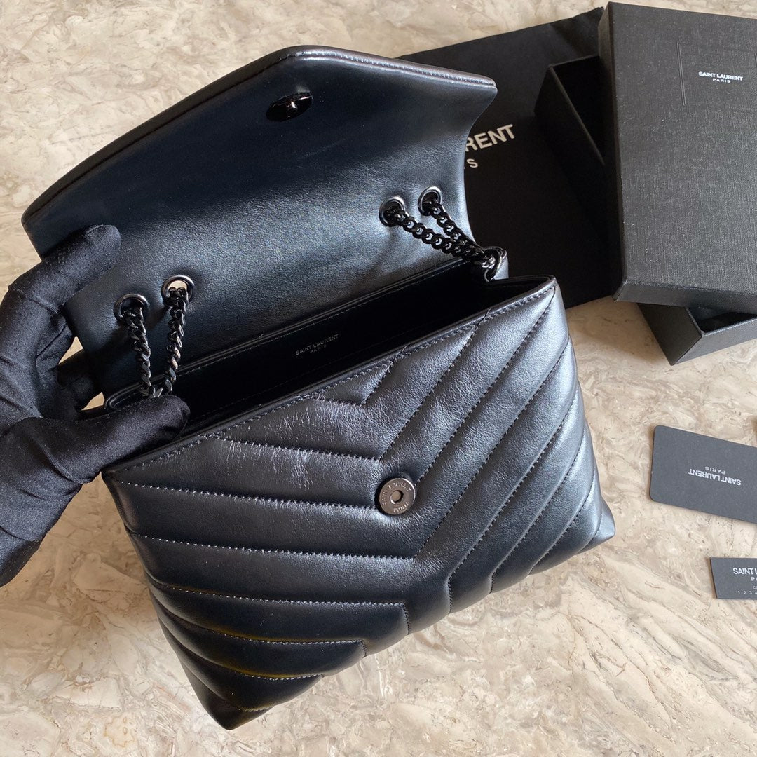 SAINT LAURENT CROSS BODY 25 BLACK CALFSKIN BAG