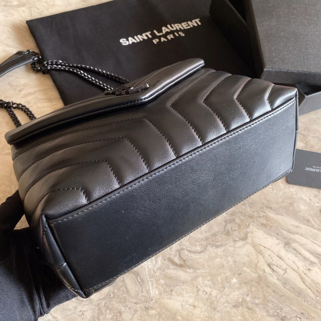 SAINT LAURENT CROSS BODY 25 BLACK CALFSKIN BAG
