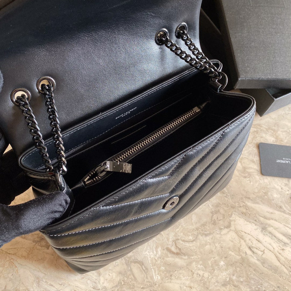 SAINT LAURENT CROSS BODY 25 BLACK CALFSKIN BAG