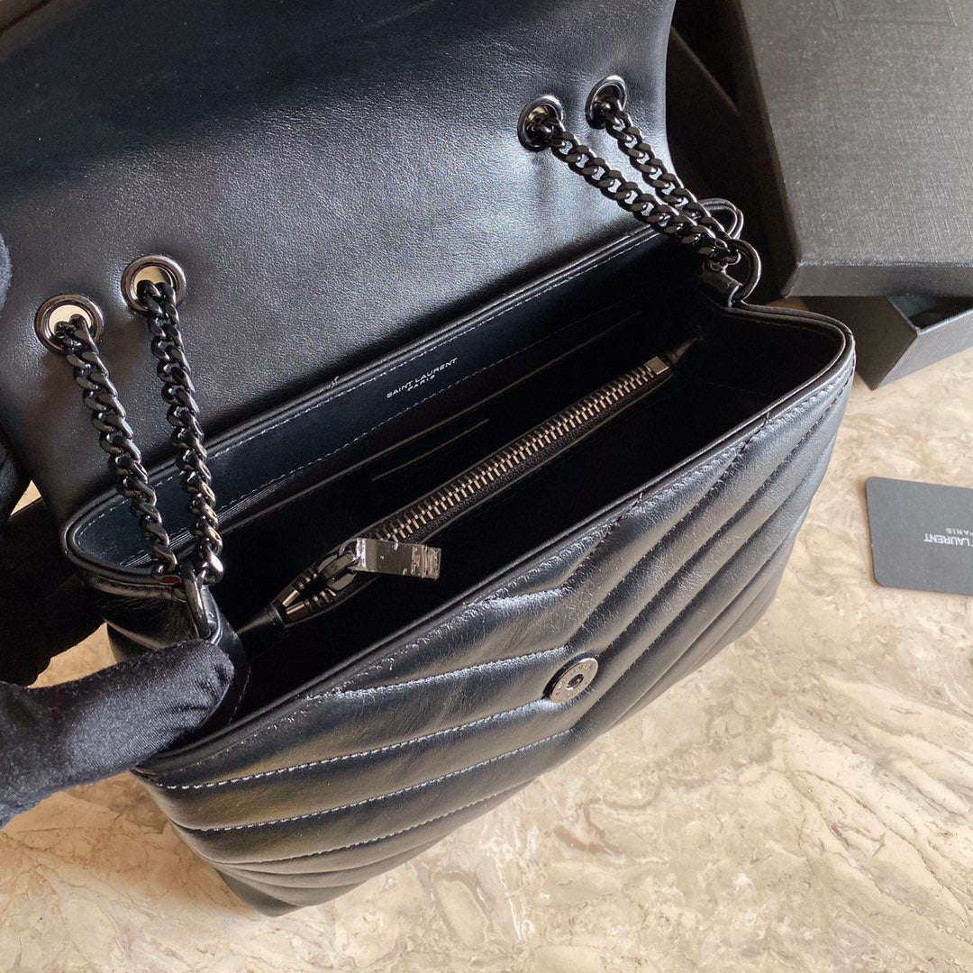 SAINT LAURENT CROSS BODY 25 BLACK CALFSKIN BAG
