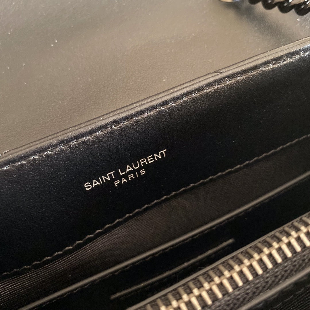 SAINT LAURENT CROSS BODY 25 BLACK CALFSKIN BAG