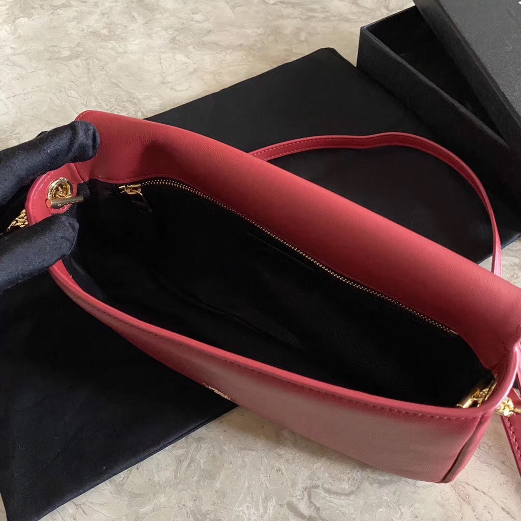 SAINT LAURENT KATE TASSEL 26 CURRENT RED LAMBSKIN BAG