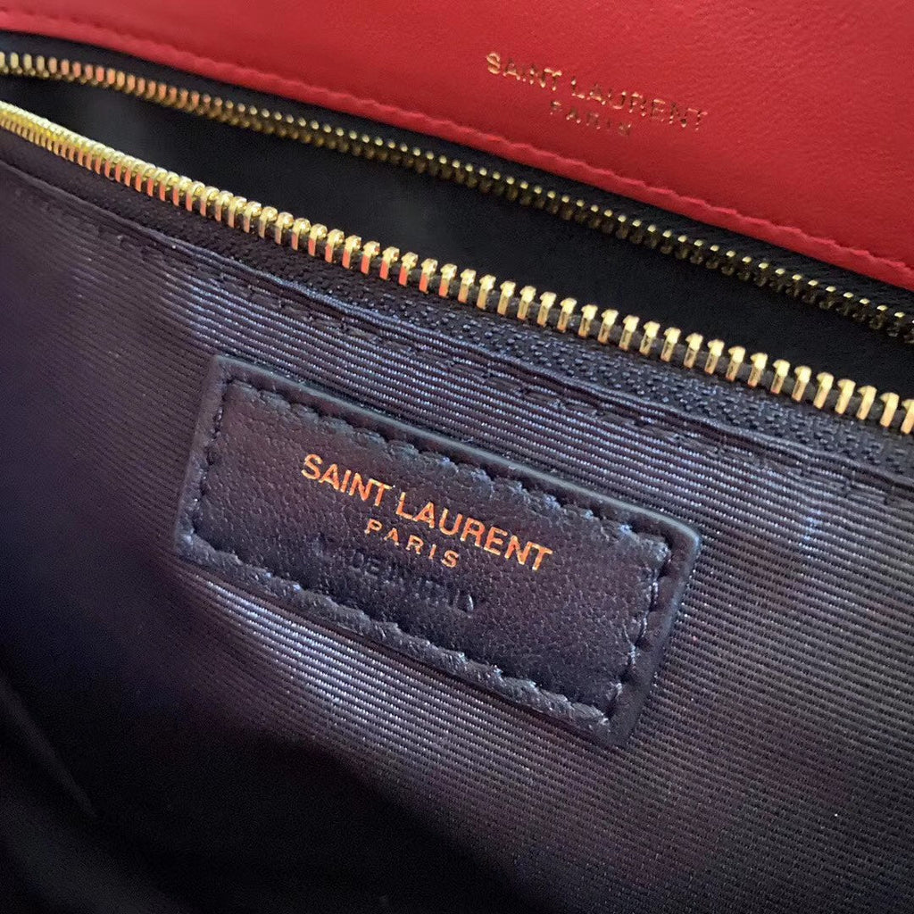 SAINT LAURENT KATE TASSEL 26 CURRENT RED LAMBSKIN BAG
