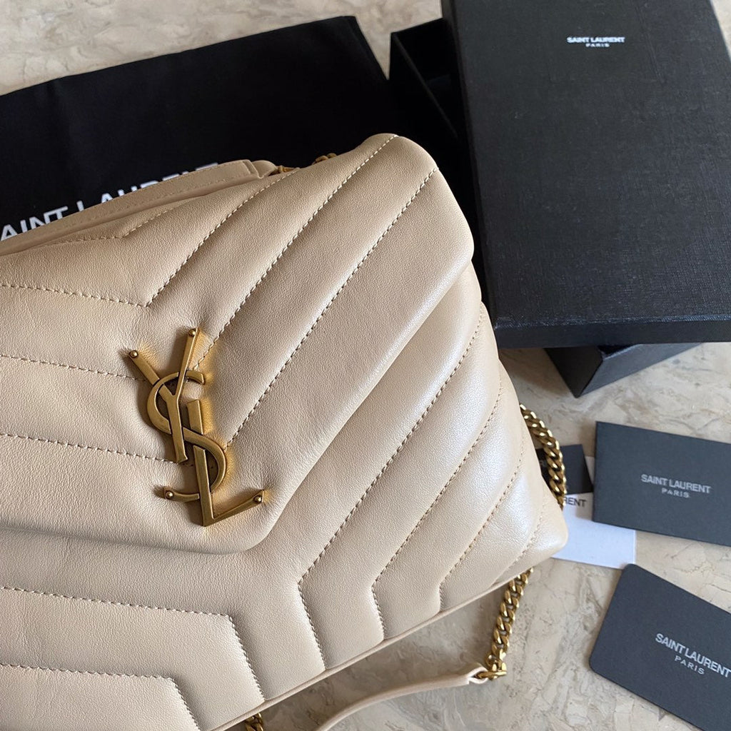 SAINT LAURENT CROSS BODY 25 BEIGE CREAM CALFSKIN BAG