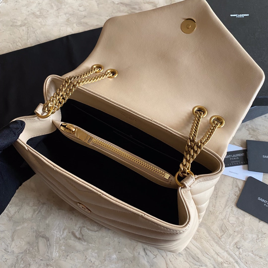 SAINT LAURENT CROSS BODY 25 BEIGE CREAM CALFSKIN BAG