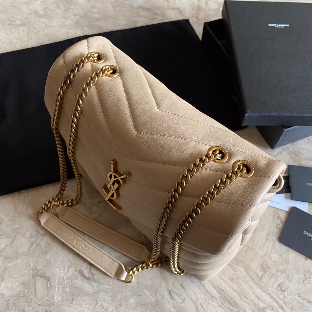 SAINT LAURENT CROSS BODY 25 BEIGE CREAM CALFSKIN BAG