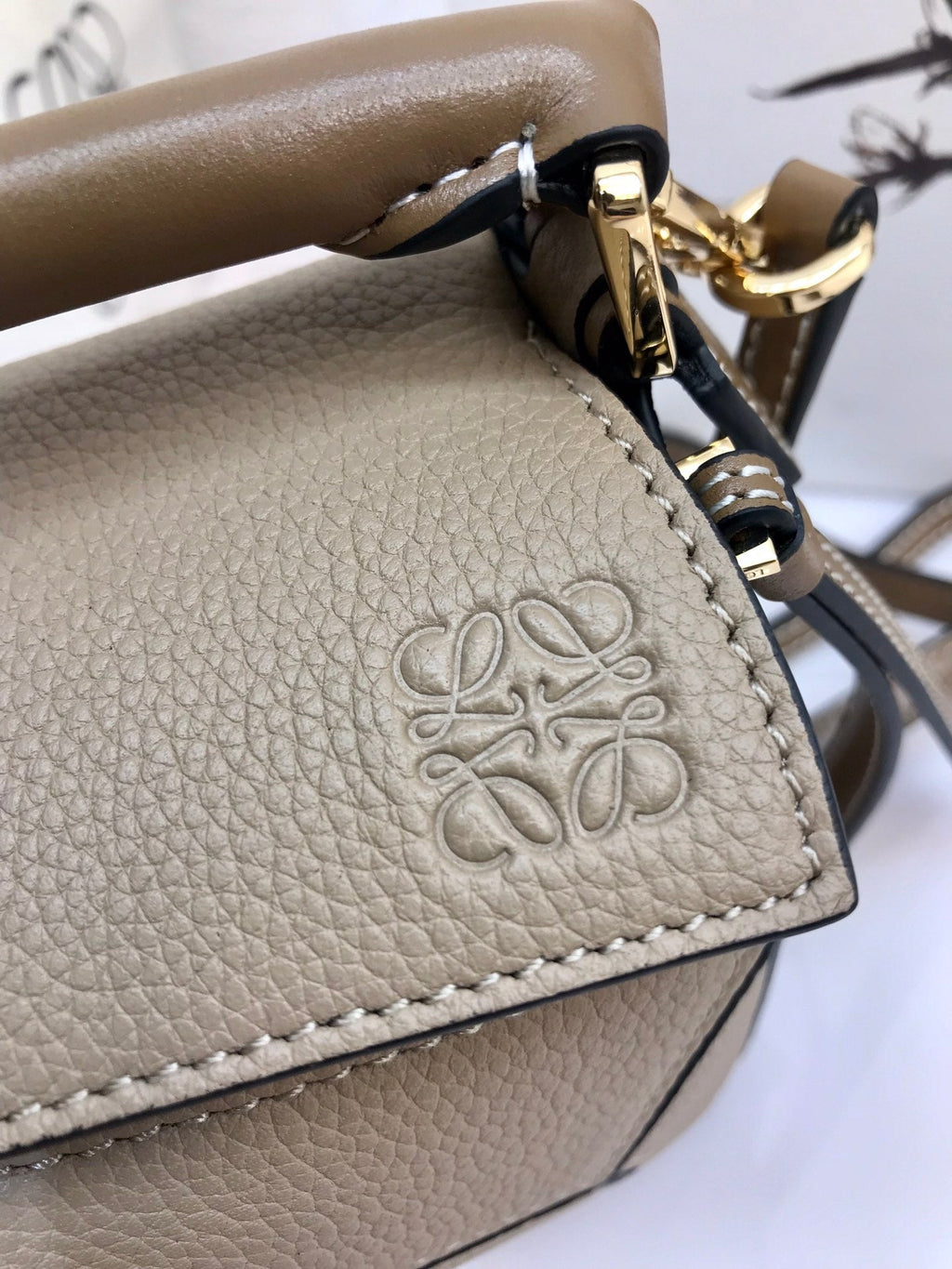 LOEWE LOE MINI 18 PUZZLE BAG IN DARK KHAKI GREEN CALFSKIN