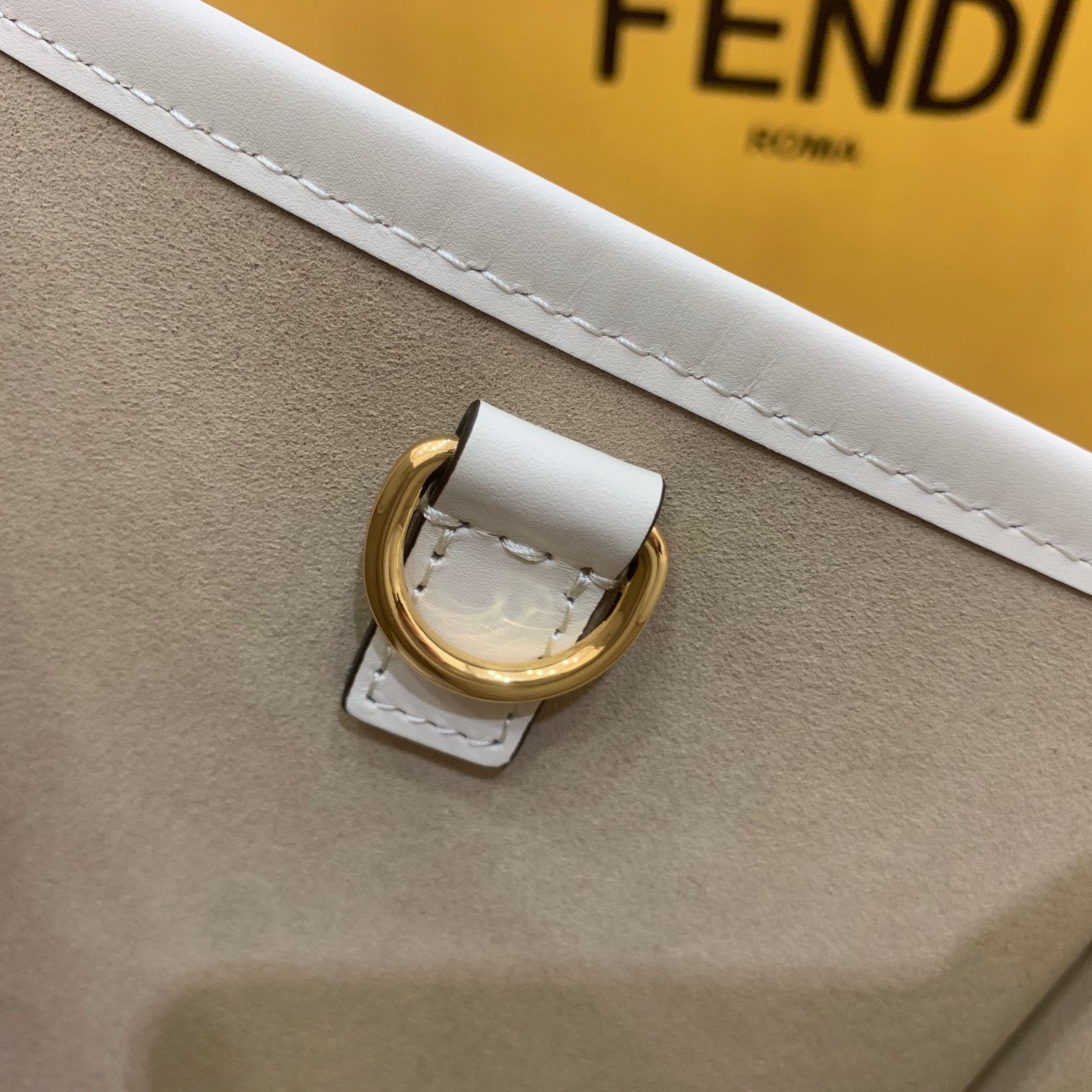 FENDI SHINE 40 TOTE BAG IN WHITE EMBOSSED CALFSKIN