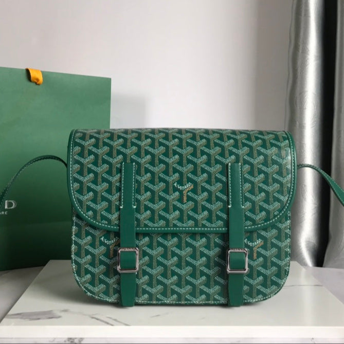 GOYARD BELVEDERE II BAG 28 IN GREEN GOYARDINE CANVAS