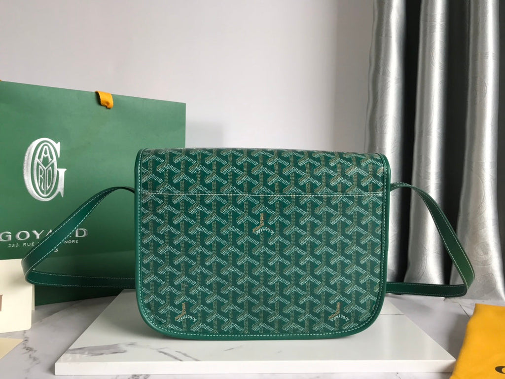 GOYARD BELVEDERE II BAG 28 IN GREEN GOYARDINE CANVAS