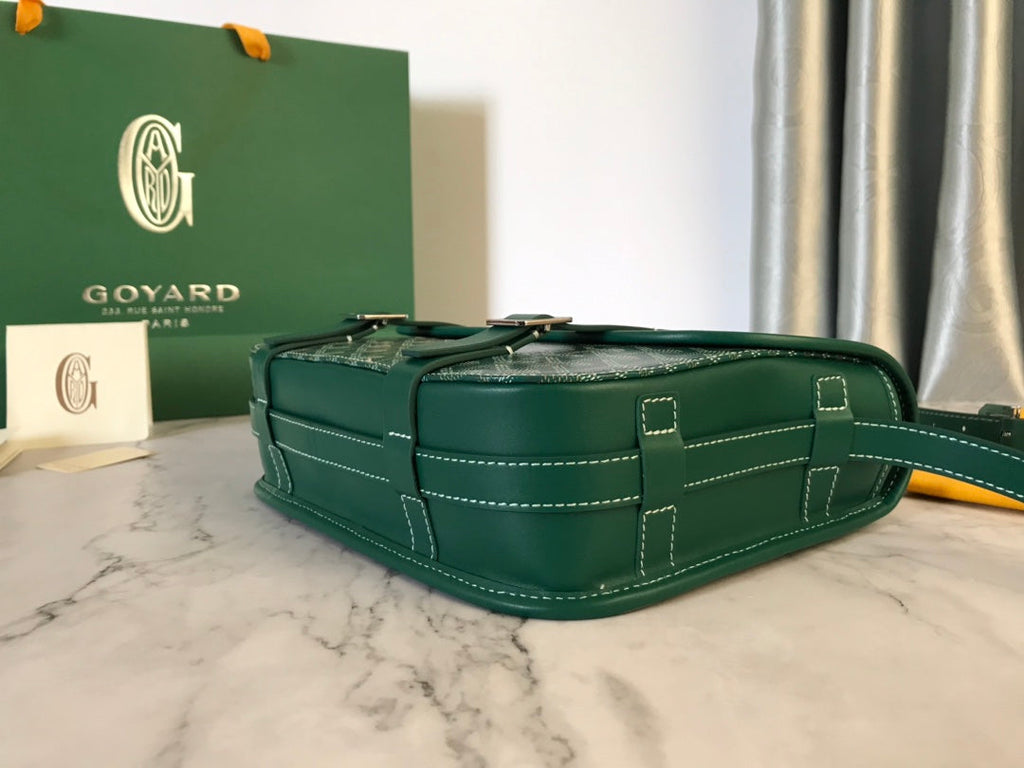 GOYARD BELVEDERE II BAG 28 IN GREEN GOYARDINE CANVAS