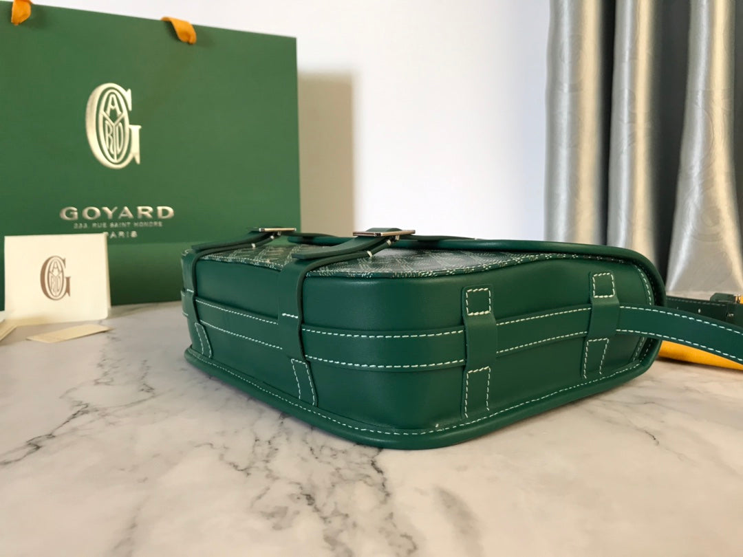 GOYARD BELVEDERE II BAG 28 IN GREEN GOYARDINE CANVAS