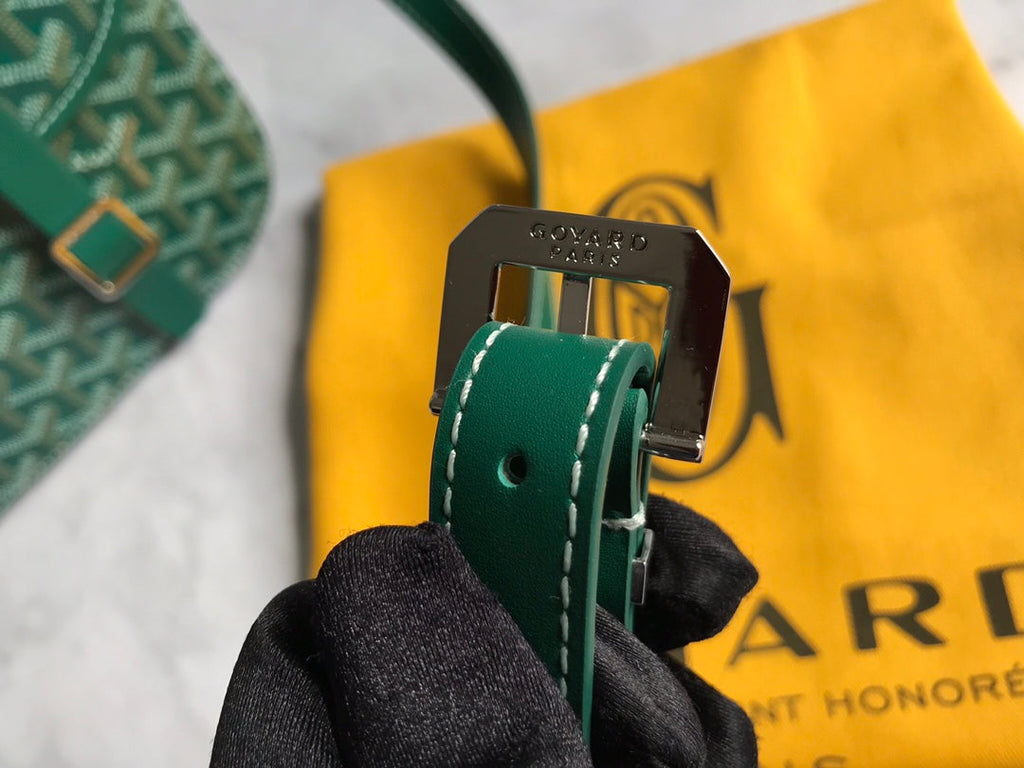 GOYARD BELVEDERE II BAG 28 IN GREEN GOYARDINE CANVAS