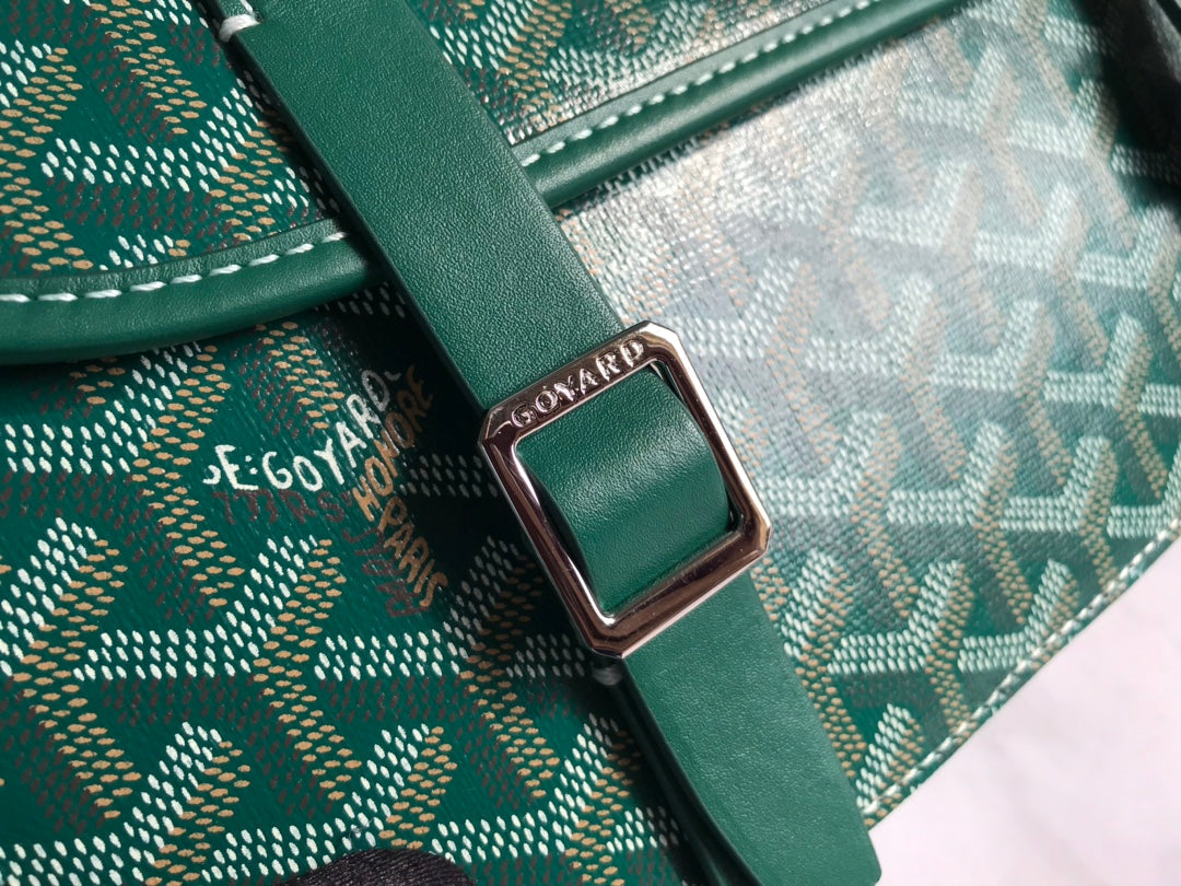 GOYARD BELVEDERE II BAG 28 IN GREEN GOYARDINE CANVAS