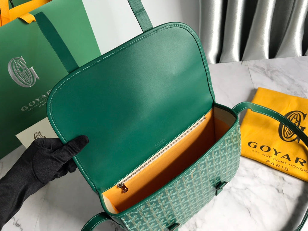 GOYARD BELVEDERE II BAG 28 IN GREEN GOYARDINE CANVAS