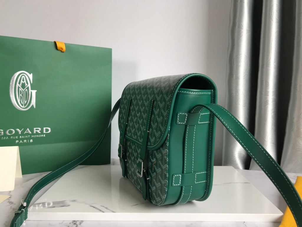GOYARD BELVEDERE II BAG 28 IN GREEN GOYARDINE CANVAS