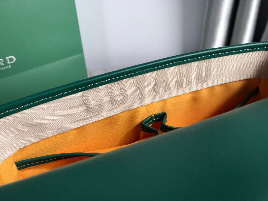 GOYARD BELVEDERE II BAG 28 IN GREEN GOYARDINE CANVAS