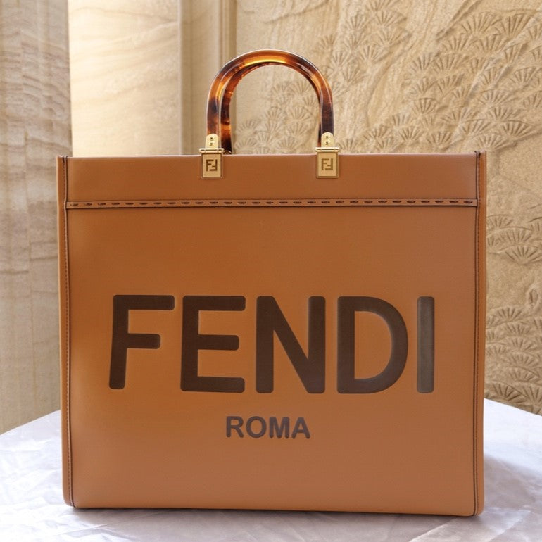 FENDI Fend Sunshine Large Bag 40.5 Tan Leather