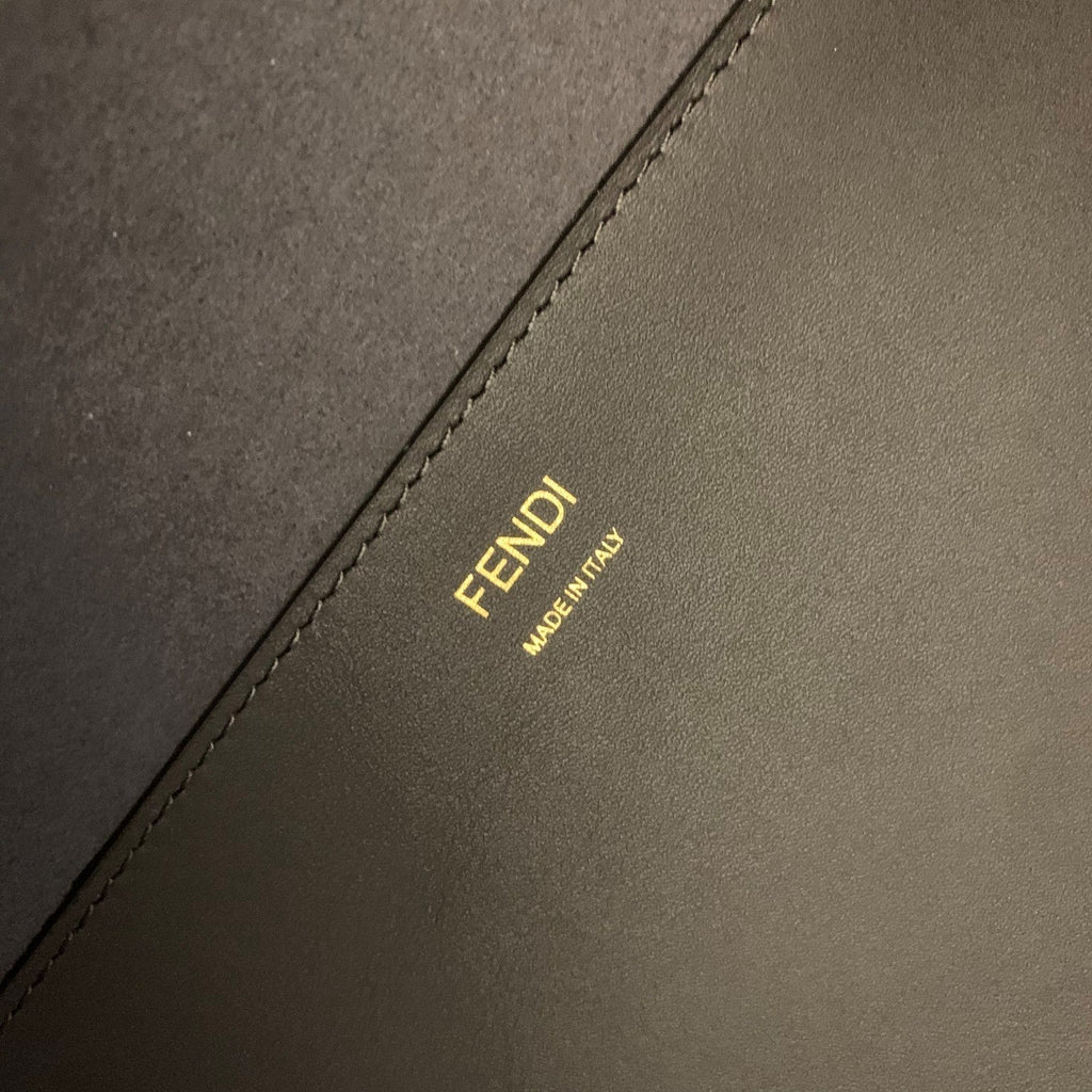 FENDI SHINE 40 TOTE BAG IN STONE GREEN EMBOSSED CALFSKIN