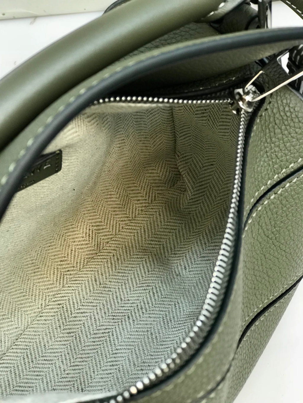 LOEWE LOE MINI 18 PUZZLE BAG IN JUNIPER GREEN CALFSKIN