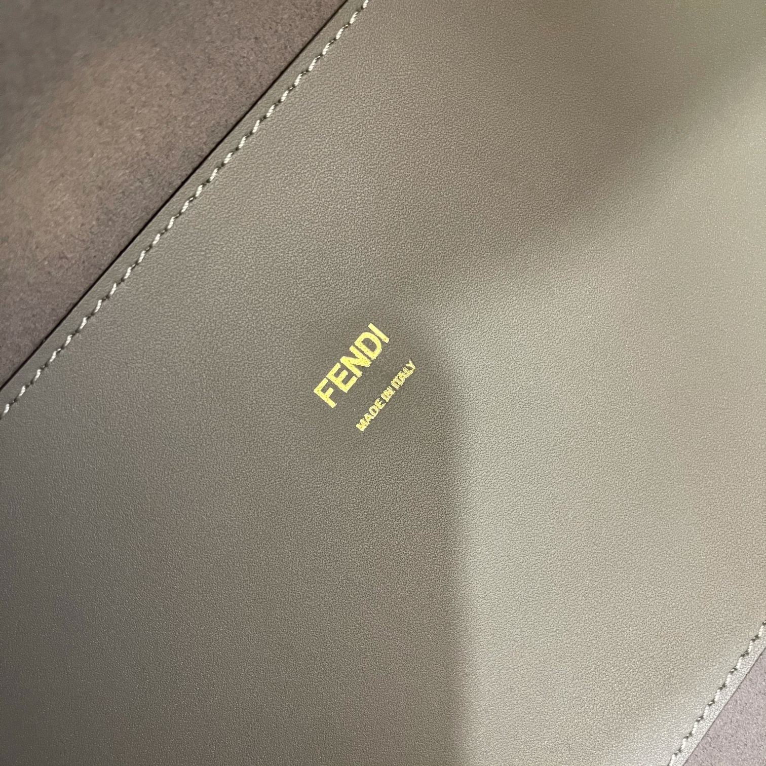 FENDI SHINE LARGE 35 TOTE IN SHADOW GREY CALFSKIN