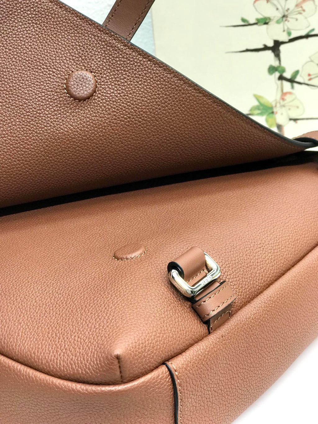LOEWE LOE 33 XS MILITARY MESSENGER BAG IN WINTER BROWN CALFSKIN AND JACQUARD