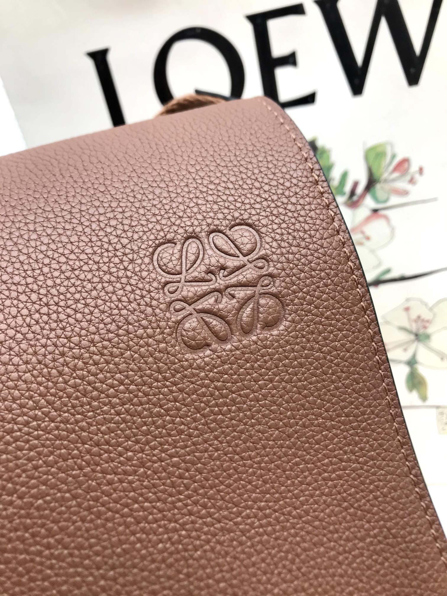 LOEWE LOE 33 XS MILITARY MESSENGER BAG IN WINTER BROWN CALFSKIN AND JACQUARD