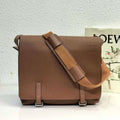 LOEWE LOE 33 XS MILITARY MESSENGER BAG IN WINTER BROWN CALFSKIN AND JACQUARD