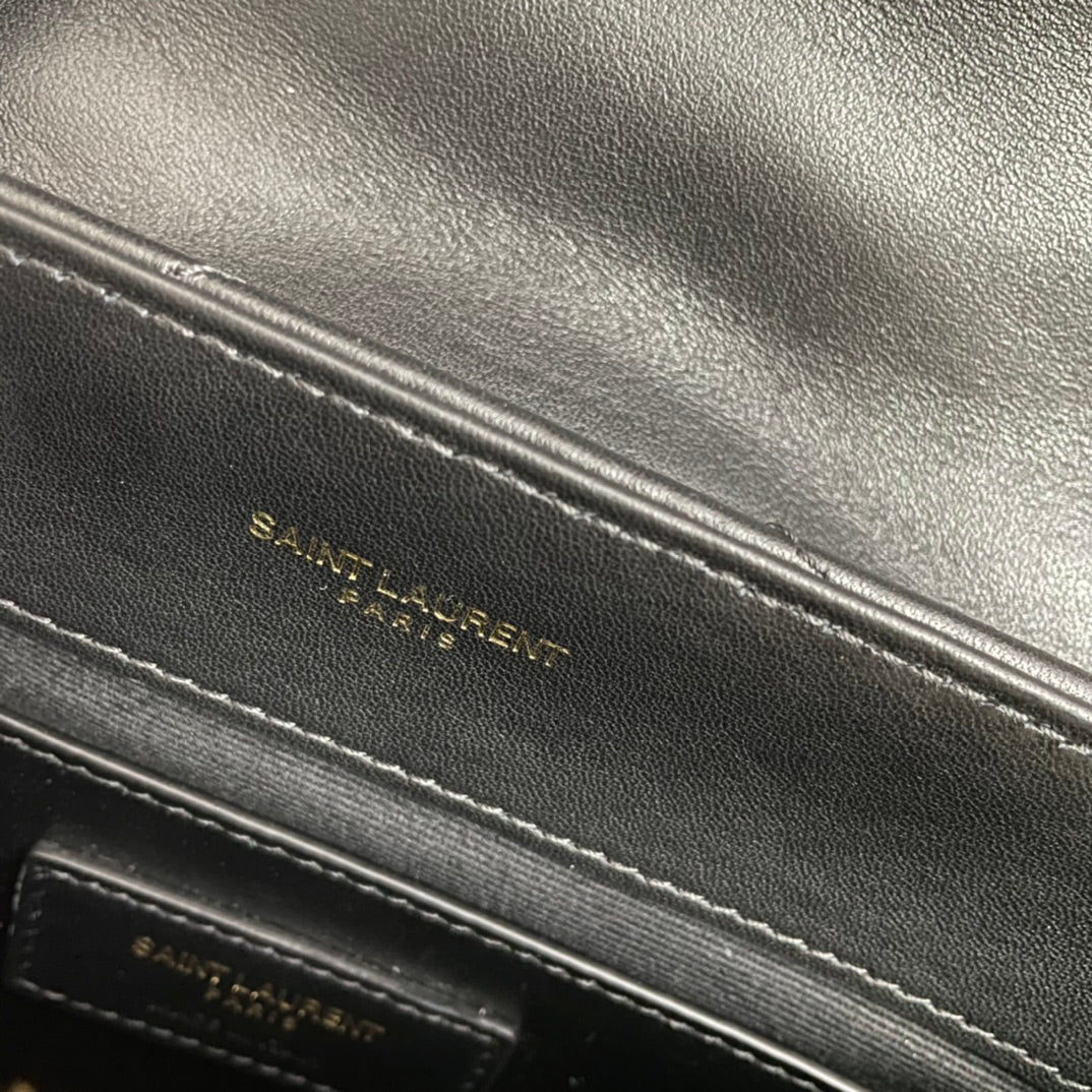 SAINT LAURENT LOULOU SMALL 25 IN BLACK LAMBSKIN GOLD HARDWARE