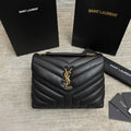 SAINT LAURENT LOULOU SMALL 25 IN BLACK LAMBSKIN GOLD HARDWARE