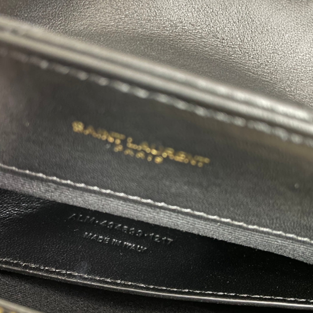 SAINT LAURENT LOULOU SMALL 25 IN BLACK LAMBSKIN GOLD HARDWARE