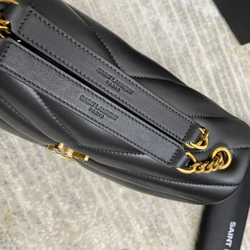 SAINT LAURENT LOULOU SMALL 25 IN BLACK LAMBSKIN GOLD HARDWARE