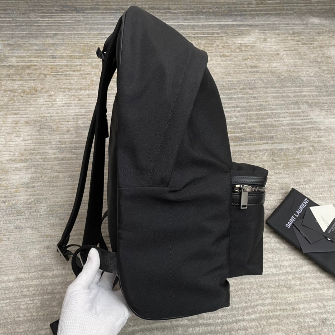 SAINT LAURENT CITY BACKPACK 41 IN BLACK CANVAS, NYLON AND LEATHER