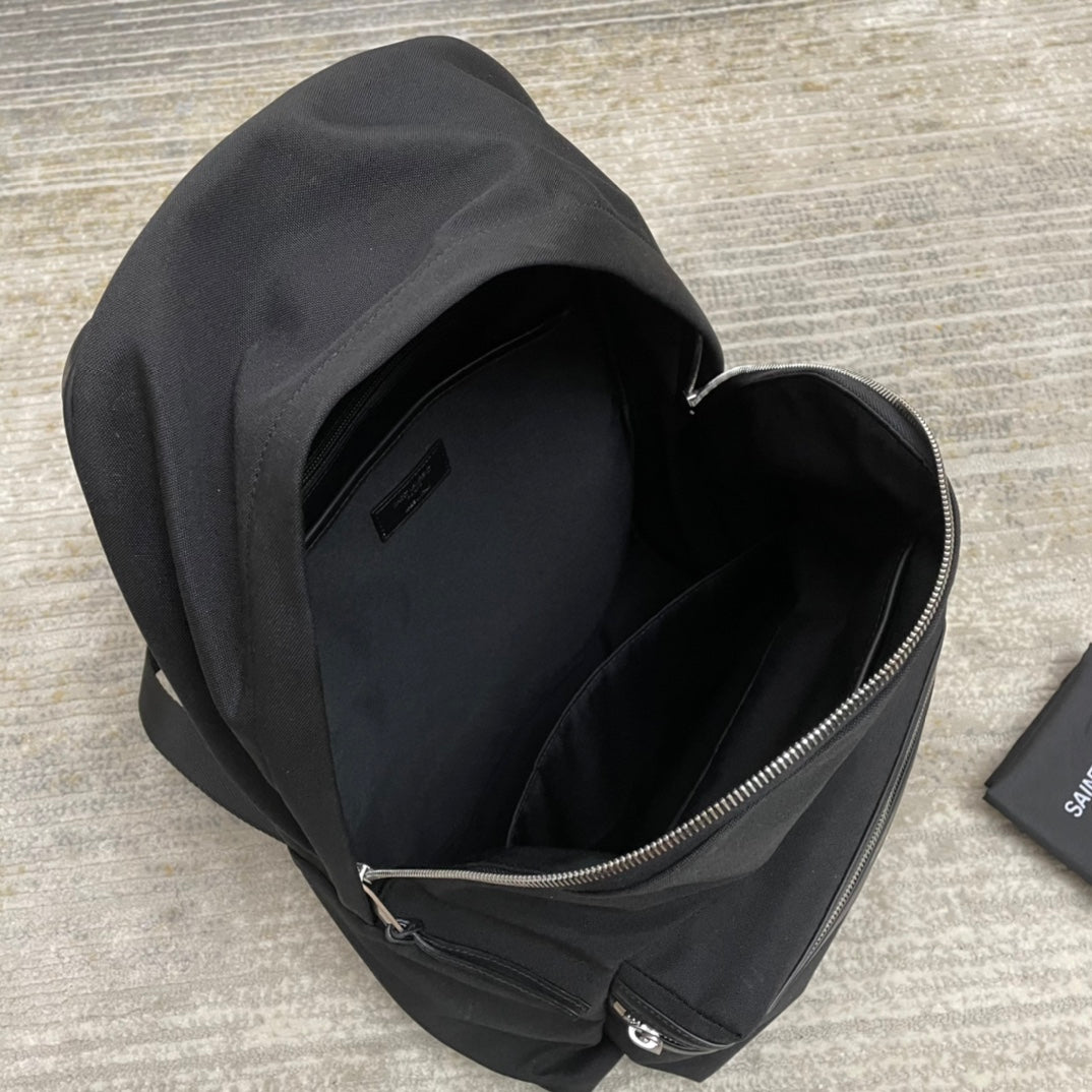 SAINT LAURENT CITY BACKPACK 41 IN BLACK CANVAS, NYLON AND LEATHER