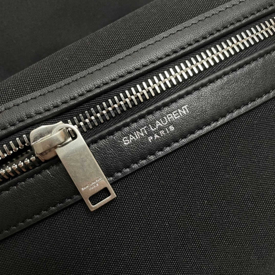 SAINT LAURENT CITY BACKPACK 41 IN BLACK CANVAS, NYLON AND LEATHER